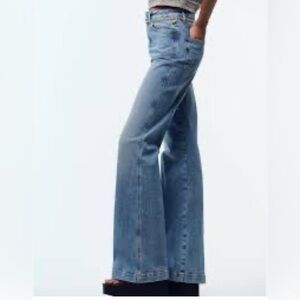 Zara high waist Blue Flare bell bottom stretch Jeans size 2
